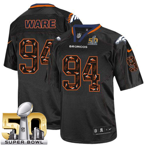 Nike Broncos #94 DeMarcus Ware New Lights Out Black Super Bowl 50 Men's Stitched NFL Elite Jersey
